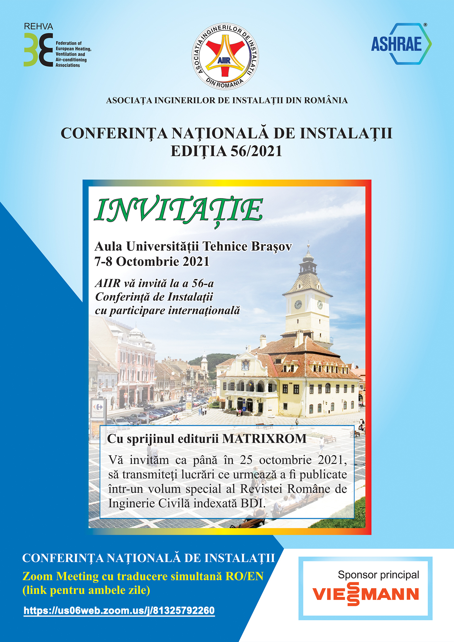 INVITATIE CONFERINTA NATIONALA DE INSTALATII - EDITIA 56/2021, Brasov